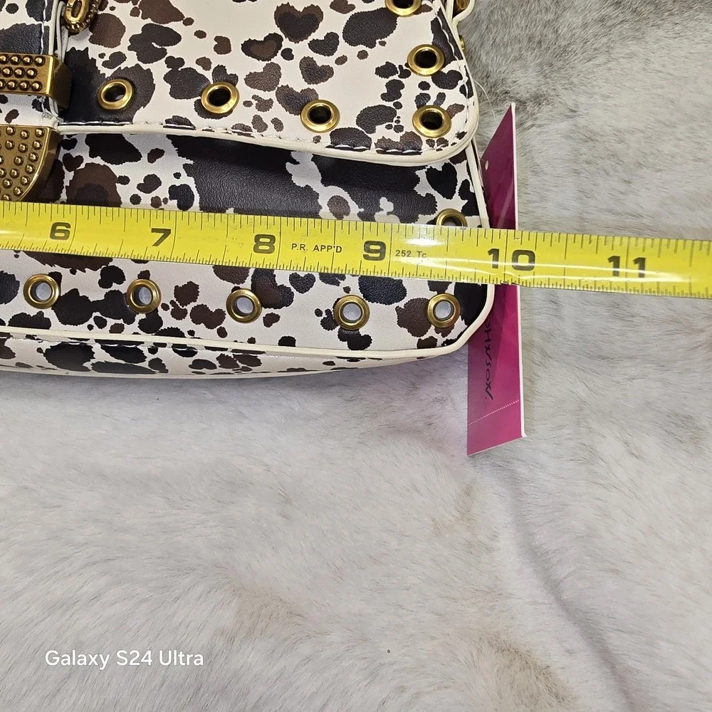 Betsey Johnson Y2K Brown Multi Cow‎ Heart Print Shoulder Bag Purse NWT - Picture 6 of 8
